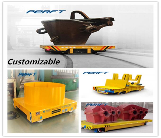 Fabrika deposu için 300 tonluk raylı kepçe transfer arabası Yüksek sıcaklık mukavemetli sıcak metal taşımacılığı